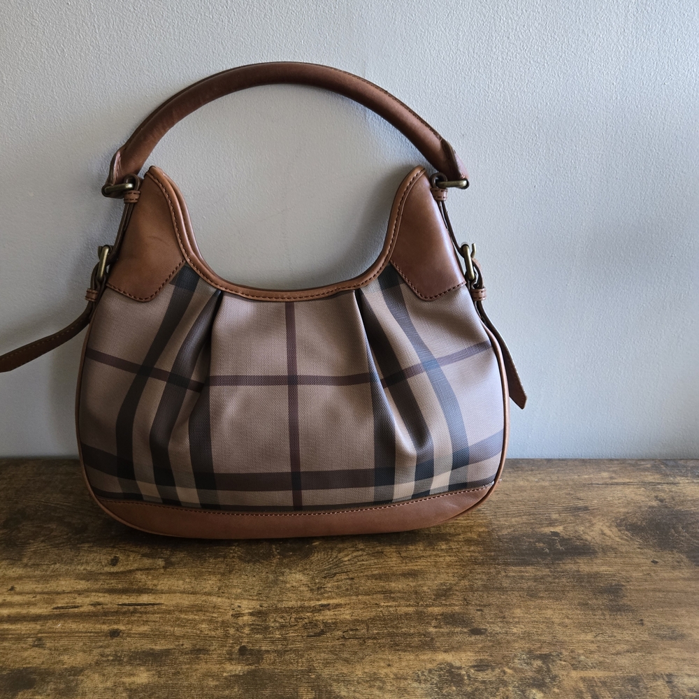 Burberry Tan and Brown Plaid Shoulder Bag - Picture 2 of 7